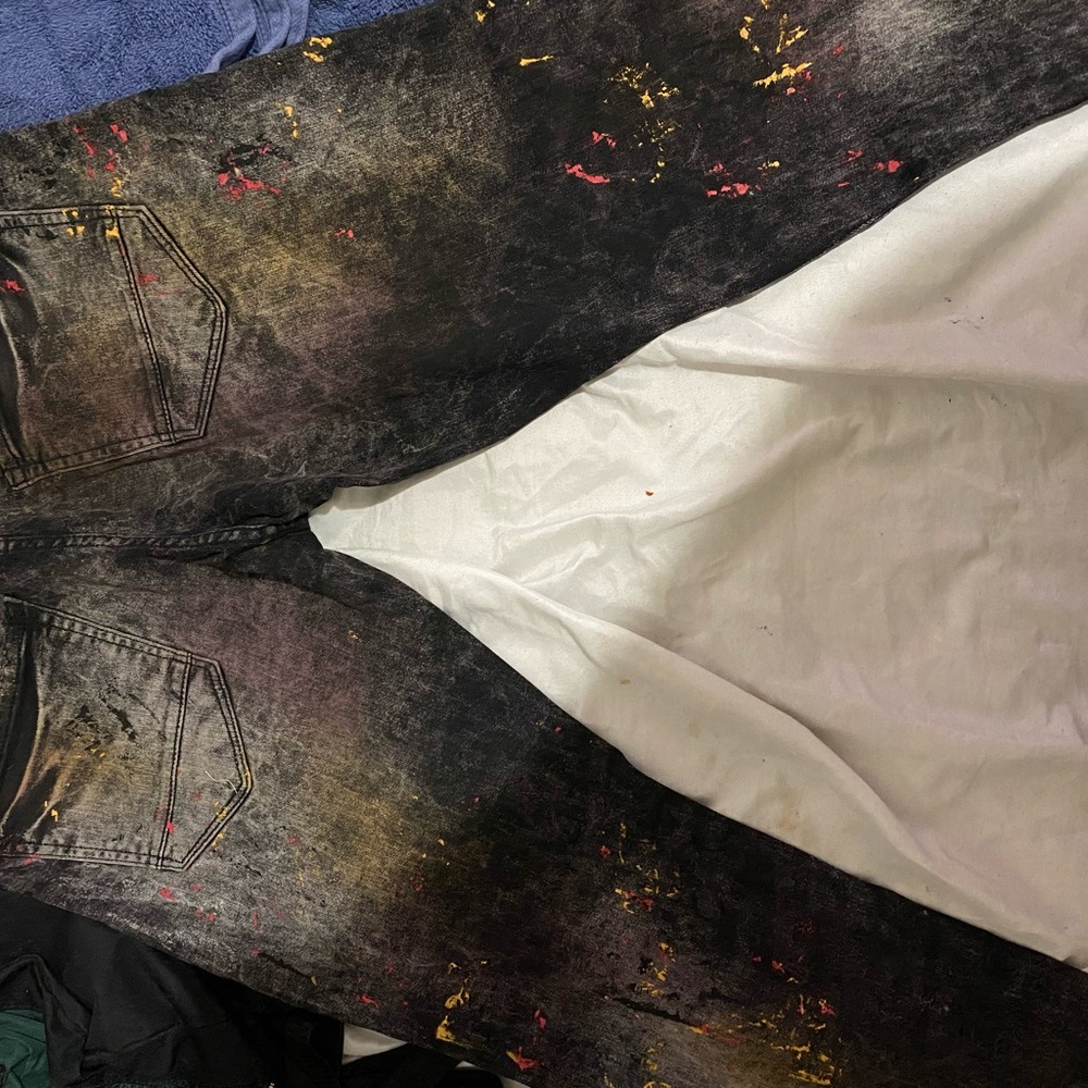 Artistic Black and Gold Splatter Jeans